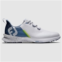 FootJoy Men's Fuel Spikeless Shoe, White/Blue/Green - 10 - Wide