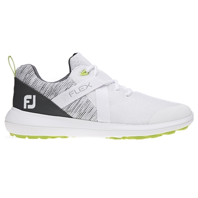 FootJoy FJ Flex Spikeless Shoes, White/Grey