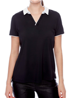 Swing Control Contrast Colour Short Sleeve V-Neck Velocity Polo, Black