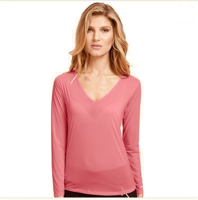 Jamie Sadock Dollface Sunsense Long Sleeve V-Neck, Pink