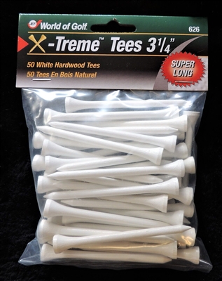 World of Golf X-Treme Tees 3-1/4" Extra Long White (50pack)