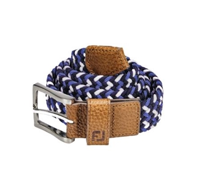 Men's Footjoy Standard Braided Belt, Ocean Blue/White