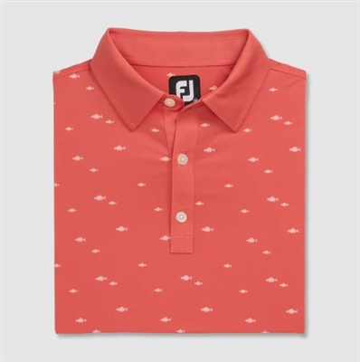 Footjoy School of Fish Lisle Polo, Coral