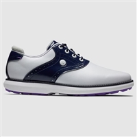 FootJoy Women's Traditions Spikeless Golf Shoes, White/Navy