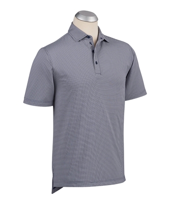 Bobby Jones Performance Jacquard Check Short Sleeve Polo Shirt, Navy