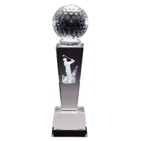 Crystal Golfball on Pedestal w/ Male 3D laser graphic