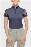 Kastel Women's Lace Short Sleeve Top, Navy