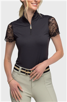 Kastel Women's Lace Short Sleeve Top, Black