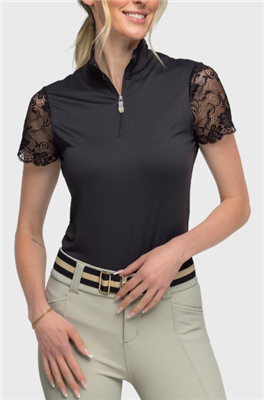 Kastel Women's Lace Short Sleeve Top, Black