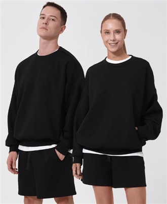 Custom Logo Levelwear Unisex Luxe Signature Crew, Black