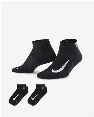 Nike Multiplier Low Golf Quarter Socks (2 Pairs), Black/White