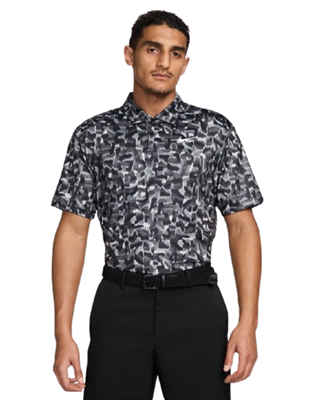 Nike Golf Dri-Fit Tour Polo Confetti Print, Black/Grey/White