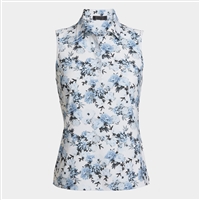 Womenâ€™s G/FORE Photo Floral Sleeveless Polo, Snow