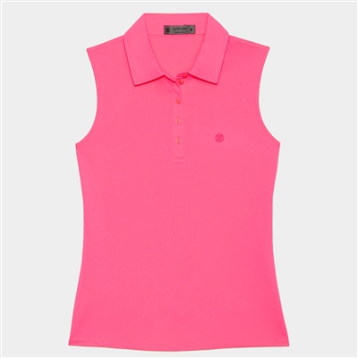 Womenâ€™s G/FORE Sleeveless Tech Pique Polo, Knockout Pink
