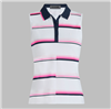 G/FORE Women's Tech Pique Stripe SL Polo, White/Pink