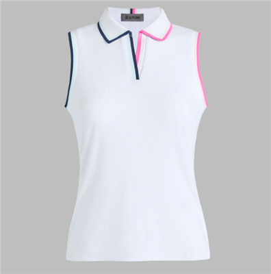 G/FORE Women's Johnny Sleeveless Polo, White/Pink