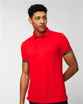 J.Lindeberg Golf Menâ€™s JL Polo, Red/Black