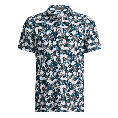 G/Fore Camo Floral Tech Pique Polo, Charcoal