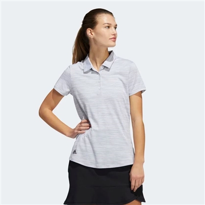 adidas Women's Space-Dyed Short Sleeve Polo, White/Black