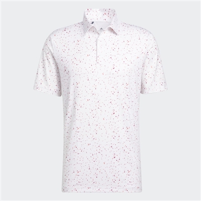 adidas Men's Flag Print Polo Shirt, Almost Pink/Burgundy