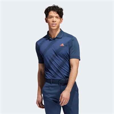 Adidas Statement Print Polo Shirt, Navy/Marine