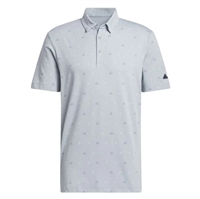 adidas Golf Go-To Mini-Crest Print Polo,  Light Grey