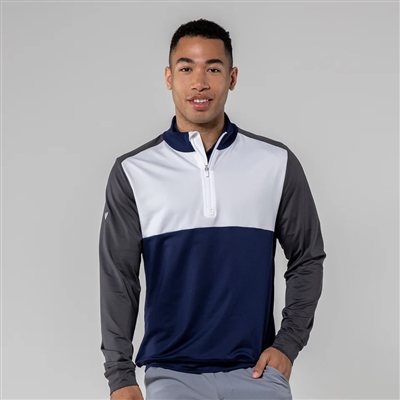 Levelwear Menâ€™s CL Logo - Splice Midlayer, Navy/White/Charcoal