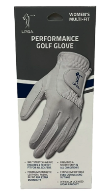 LPGA Performance Ladies Fit-All Golf Gloves, White - Left Hand (For Right Handed Golfers)