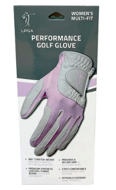 LPGA Performance Ladies Fit-All Golf Gloves, Lavender - Left Hand (For Right Handed Golfers)