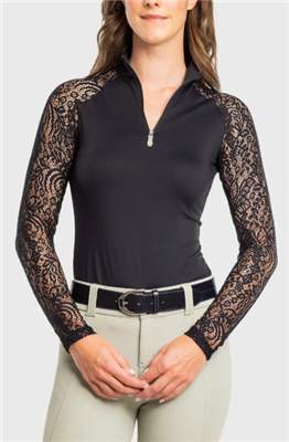 Kastel Women's Lace Long Sleeve Top, Black
