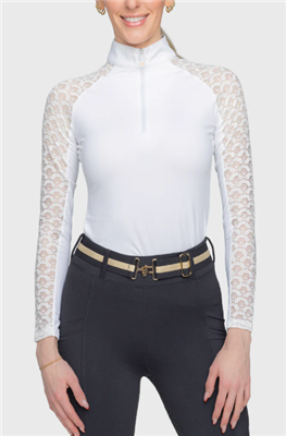 Kastel Women's Lace Long Sleeve Top, White