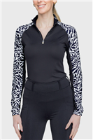 Kastel Women's Vine Long Sleeve Quarterzip, Black/White