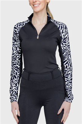 Kastel Women's Vine Long Sleeve Quarterzip, Black/White