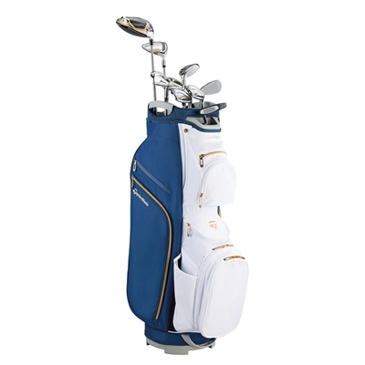 Taylormade Women's Kalea Gold Package Set, Blue/White Cart Bag