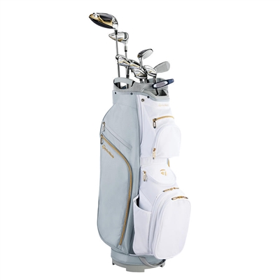 Taylormade Women's Kalea Gold Package Set, Grey/White Cart Bag