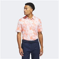 Adidas Menâ€™s Floral Polo Shirt, Coral Fusion/White