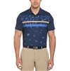 Penguin Got Game Engineered Stripe Block Print Polo, Black Iris