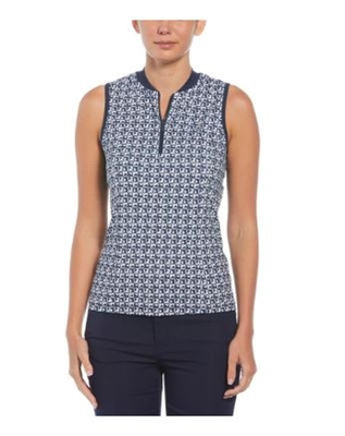 Penguin Women's Geometric Print Polo, Black Iris