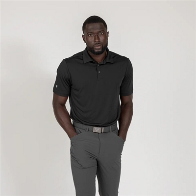 Levelwear Menâ€™s CL Logo Original Solid Polo, Black
