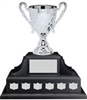 Silver-tone metal cup on Black Wooden base