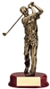 9.75â€³ Bronze driving golfer on rosewood finish base