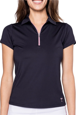 Golftini Women's Zip Polo, Navy