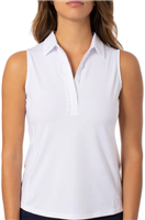 Golftini Women's Ruffle Sleeveless Polo, White