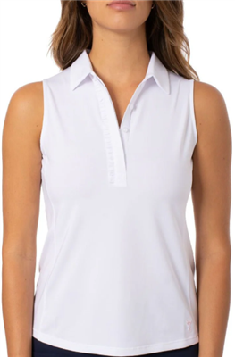 Golftini Women's Ruffle Sleeveless Polo, White