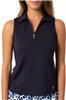 Golftini Women's Zip Sleeveless Polo, Navy
