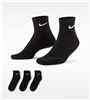 Nike Everyday Ankle Socks, Black, 3-Pack