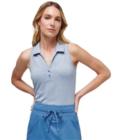 Morguard TravisMathew Womens Featherweight Active SL Polo, Heather Blue