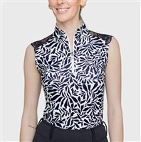 Kastel Women's Climbing Vine Sleeveless Top, White/Black