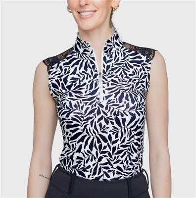 Kastel Women's Climbing Vine Sleeveless Top, White/Black