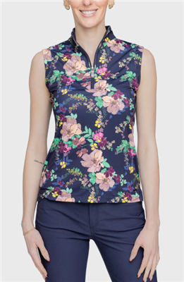 Kastel Women's Lush Garden Sleeveless Top, Navy